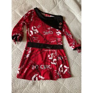 Le Grenier Tunic Womens M Red Excellent Graphic Print Asymmetrical Grommet